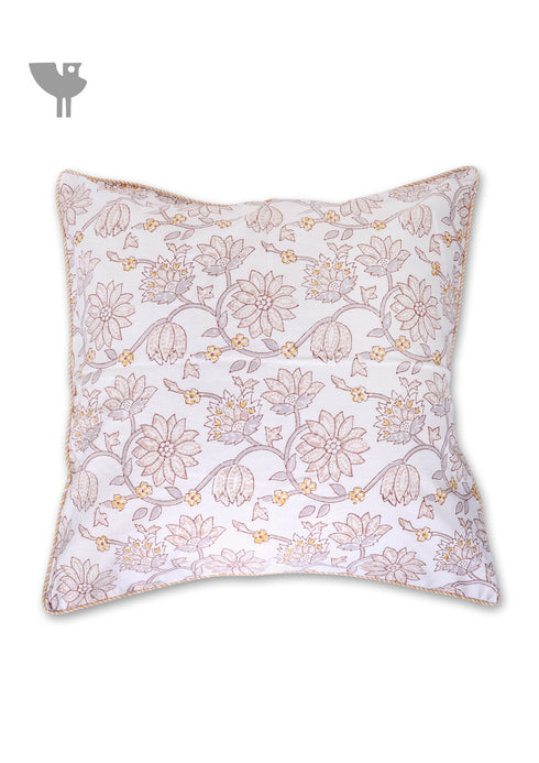 20s Cotton Cushion Cover in Floral Block Print