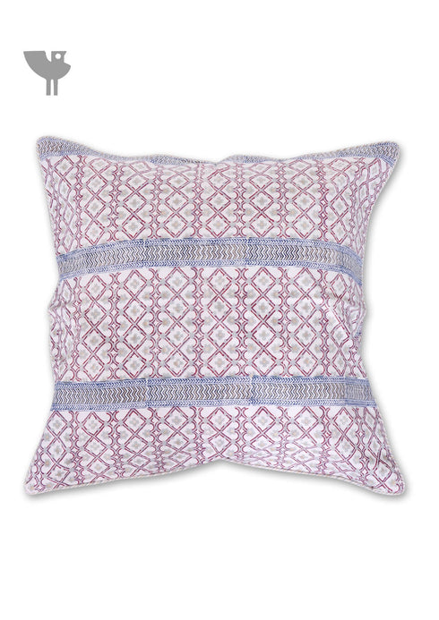 20s Cotton Cushion Cover in Floral Block Print