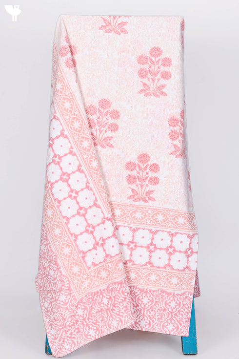 20s Cotton KING SIZE Bed Cover In Floral Block Print