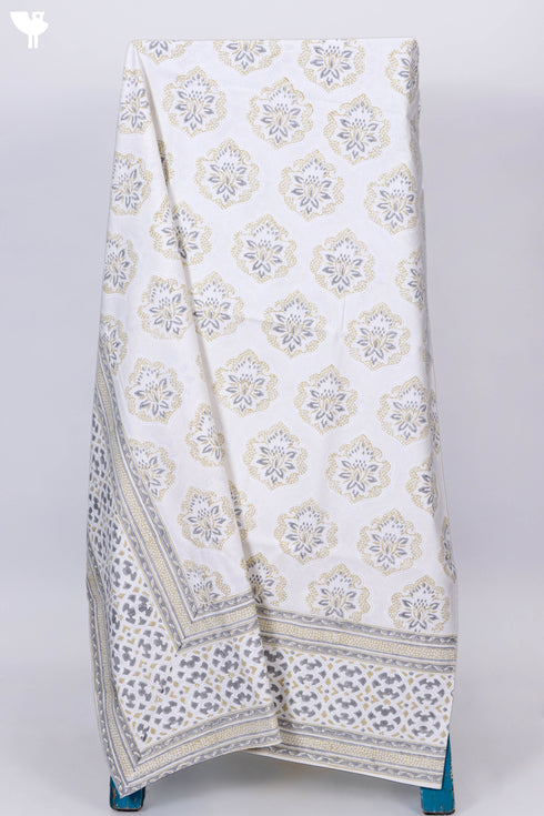 20s Cotton KING SIZE Bed Cover In Graphic Block Print