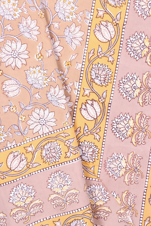 20s Cotton KING SIZE Bed cover In Floral Block Print