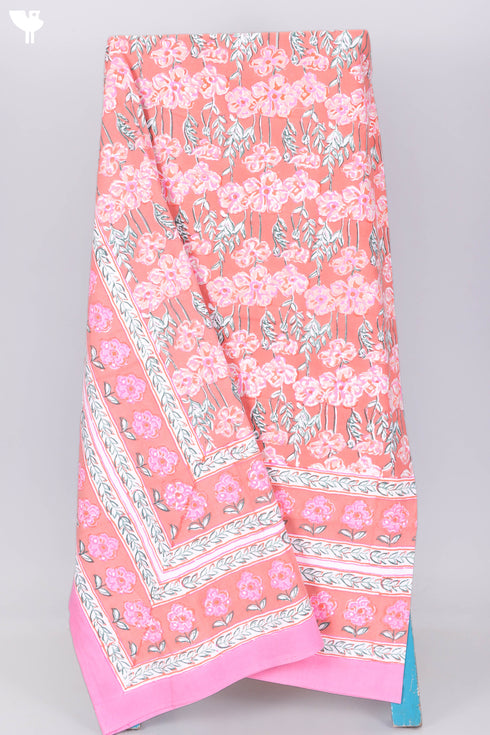 20s Cotton KING SIZE Bed Cover In Floral Block Print