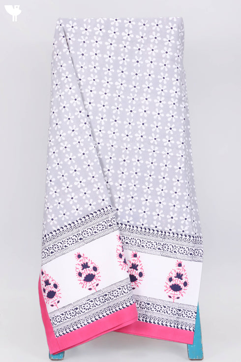 20s Cotton KING SIZE Bed Cover In Floral BlockPrint