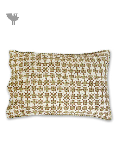 40s Cotton Pillow Cover in Floral Block Print