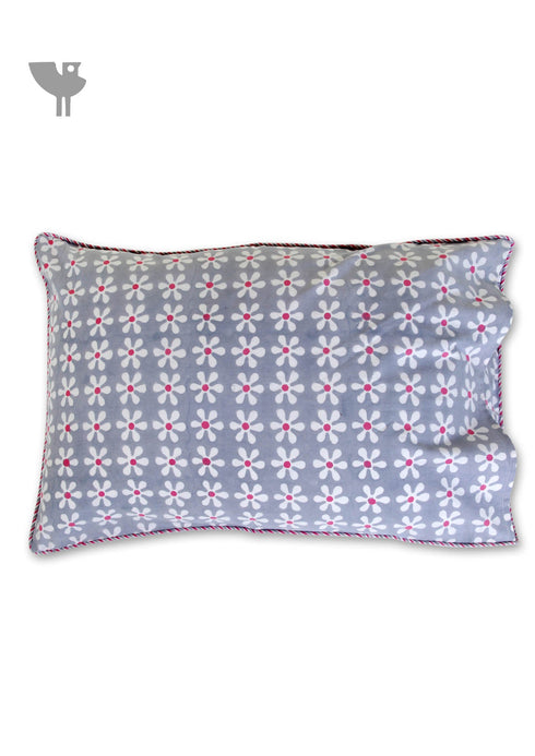 40s Cotton Pillow Cover in Floral Block Print