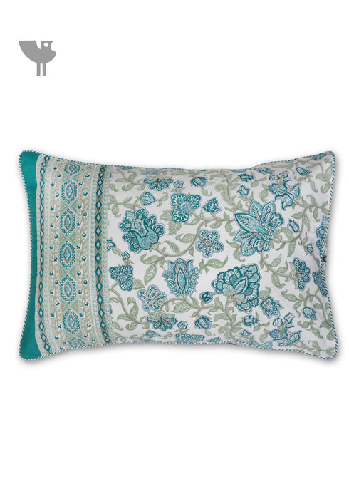 40s Cotton Pillow Cover In Emerald Green Floral Print