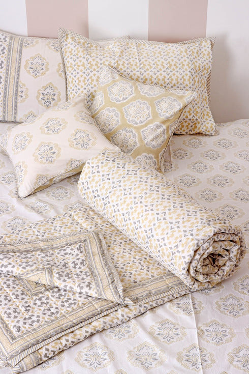 40s Cotton Pillow Cover In Graphic Block Print