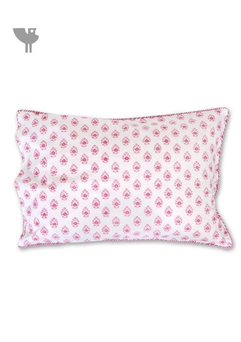 40s Cotton Pillow Cover in Floral Block Print