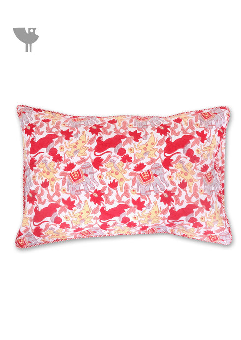 40s Cotton Pillow Cover in Floral Block Print