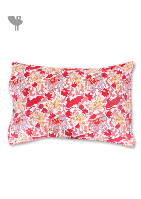 40s Cotton Pillow Cover in Floral Block Print