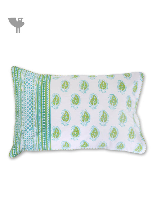 40s Cotton Pillow Cover In Paisley Block Print