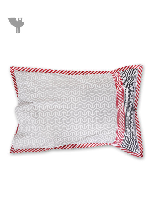 40s Cotton Pillow Cover In Graphic Block Print