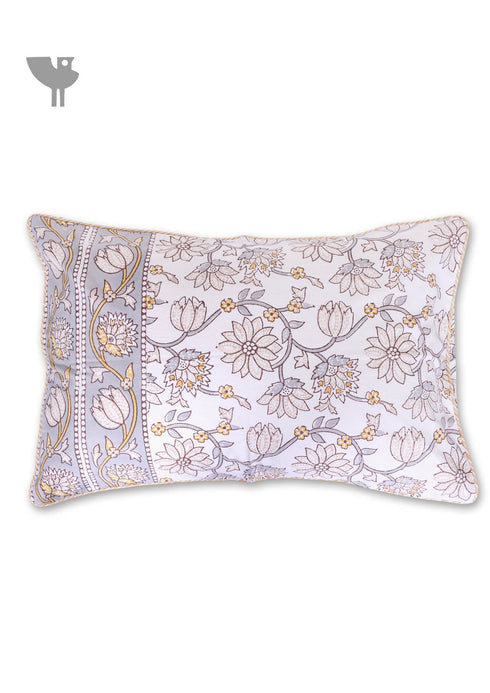 40s Cotton Pillow Cover in Floral Block Print