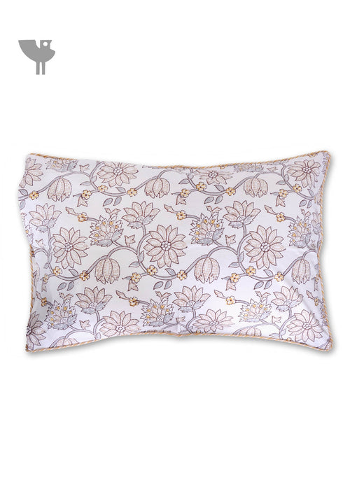 40s Cotton Pillow Cover in Floral Block Print