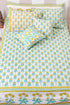 40’s Cotton Pillow Cover In Floral Block Print
