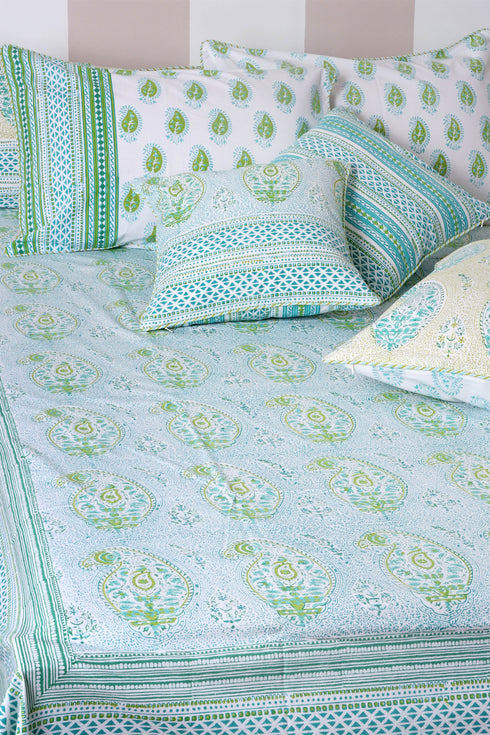 20s Cotton Lumbar Cushion Cover In Graphic Block Print