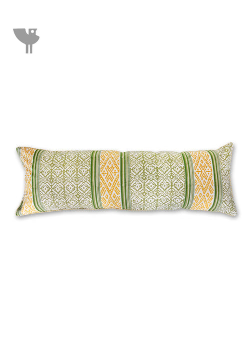 20s Cotton Lumbar Cushion Cover In Ikat Block Print