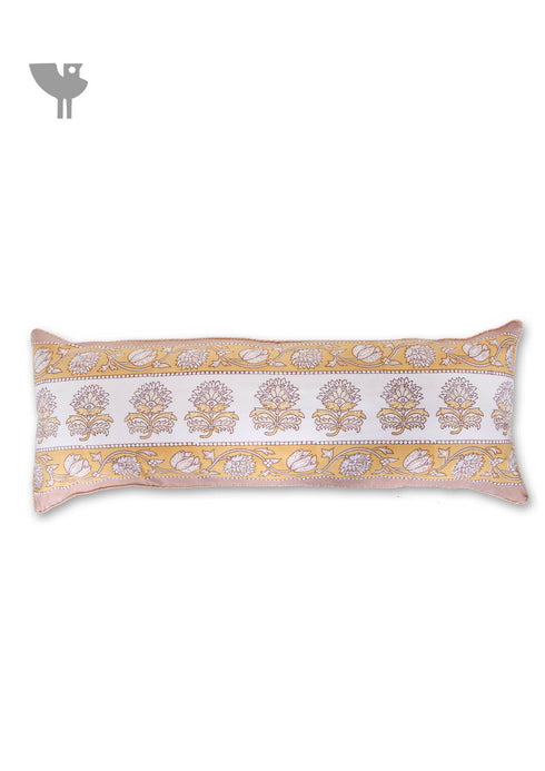 20s Cotton Lumbar Cushion Cover in Floral Block Print