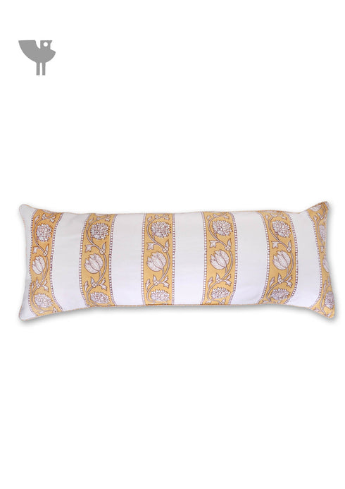 20s Cotton Lumbar Cushion Cover in Floral Block Print