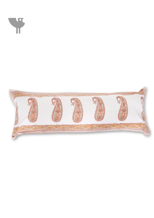 20s Cotton Lumbar Cushion Cover In Paisley Block Print
