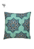 20s Cotton Cushion Cover In Mint Green and Slate Grey Geometric Floral Block Print