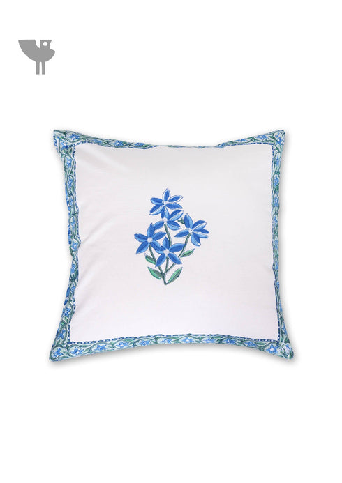 20s Cotton Cushion Cover in Floral Block Print