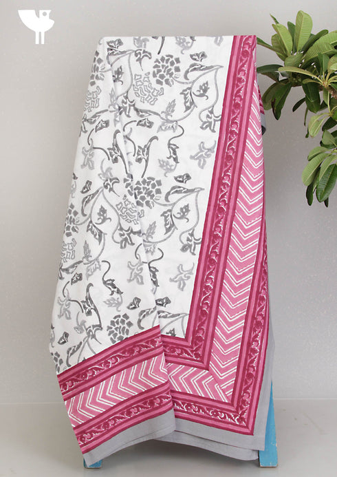 20s Cotton Bed Cover in Floral Block Print