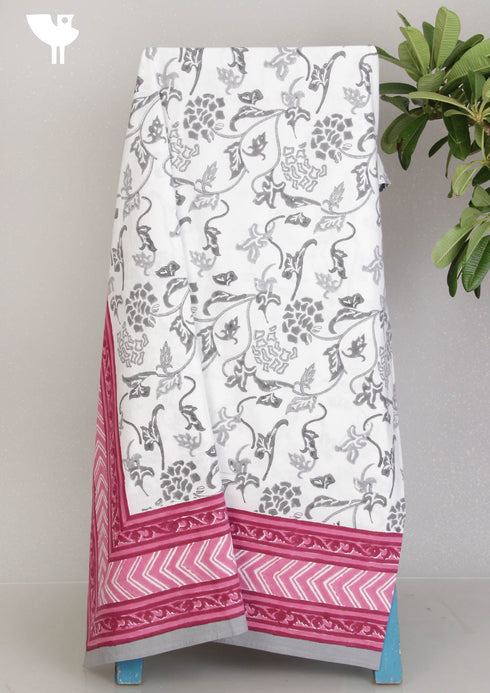 20s Cotton Bed Cover in Floral Block Print