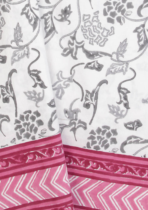 20s Cotton Bed Cover in Floral Block Print