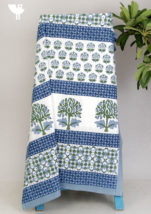 20s Cotton Bed Cover in Floral Block Print