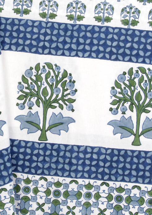 20s Cotton Bed Cover in Floral Block Print