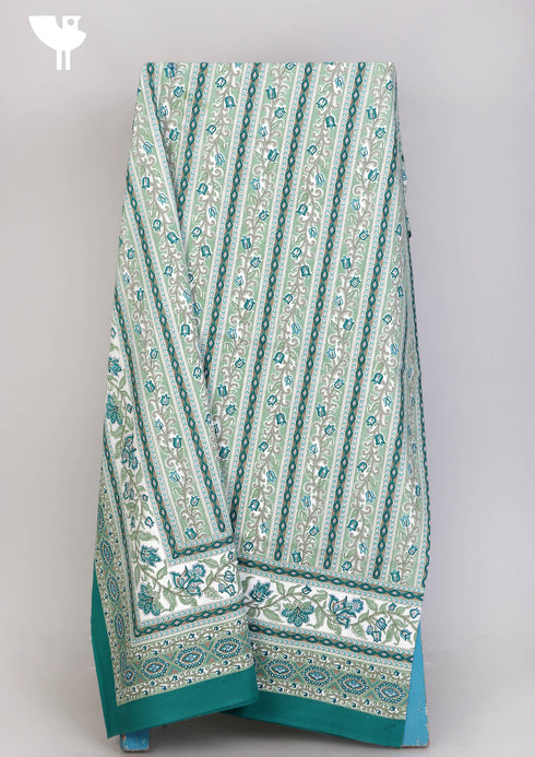 20s Cotton Bed Cover In Emerald Green Floral Print