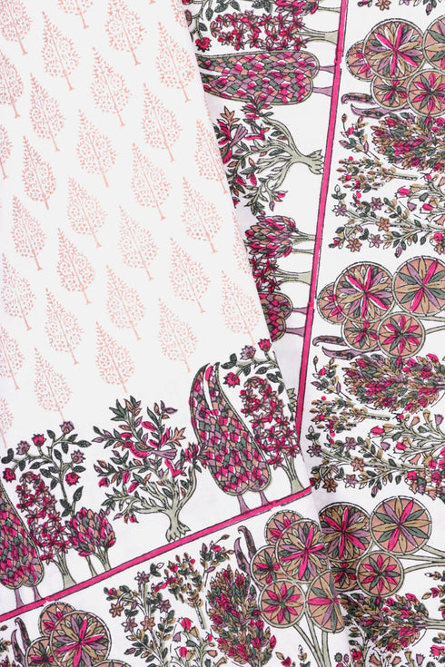 20s Cotton Bed Cover In Graphic Block Print