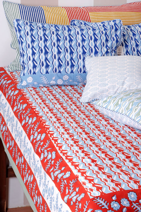 20s Cotton Bed Cover in Block Print