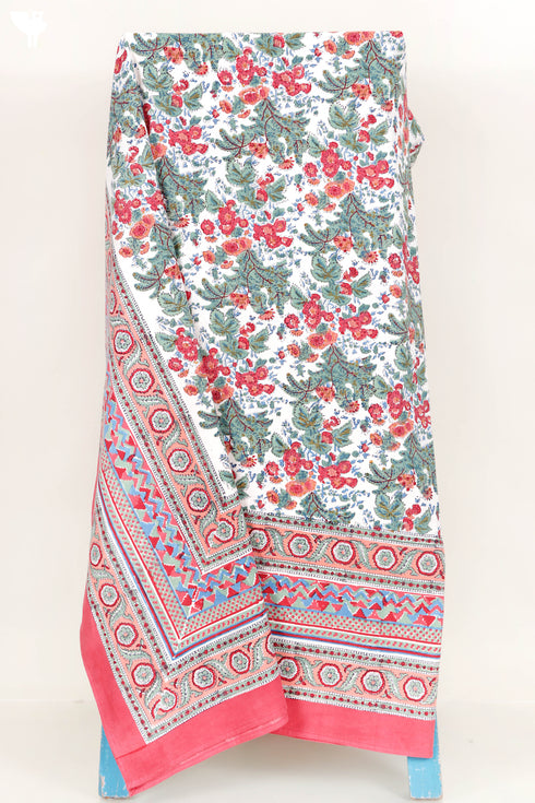 20s Cotton Bed Cover in Floral Block Print