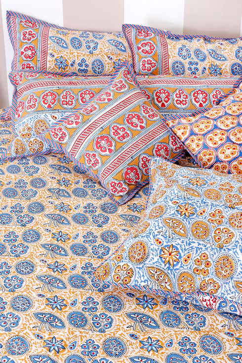 20s Cotton Bed Cover in Block Print