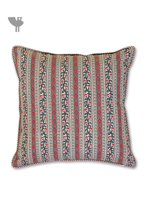 20s Cotton Cushion Cover In Cloud Grey and Rose Pink Floral Print