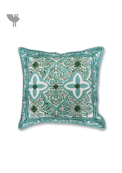 20s Cotton Cushion Cover in Block Print with Piping