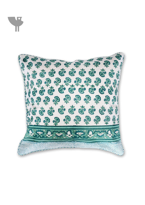 20s Cotton Cushion Cover in Block Print with Piping