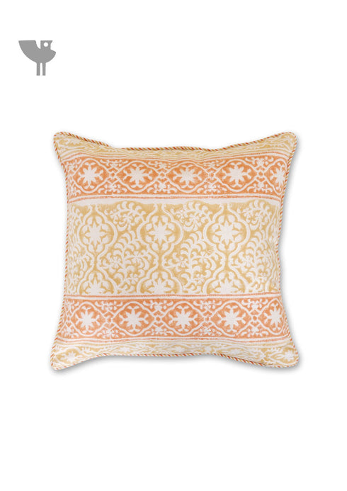 20s Cotton Cushion Cover in Block Print with Piping