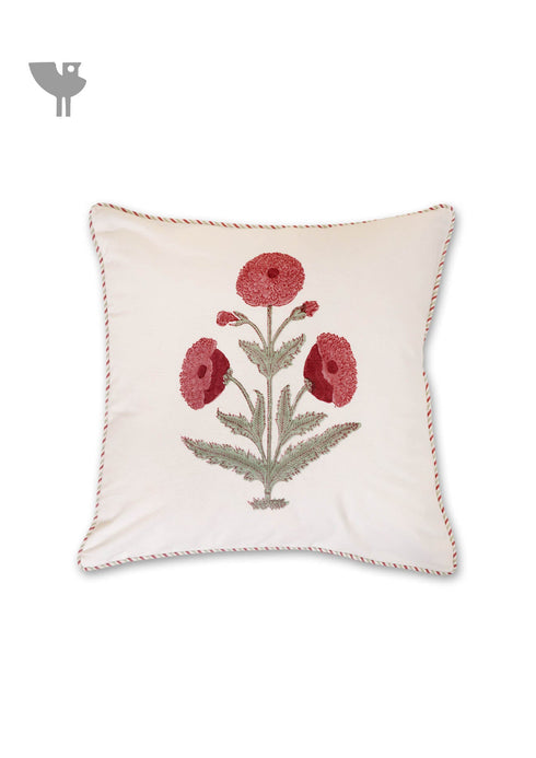 20s Cotton Cushion Cover in Floral Block Print