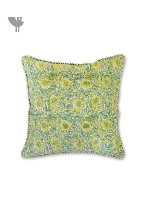 20s Cotton Cushion Cover in Floral Block Print
