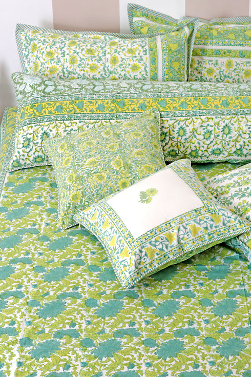 20s Cotton Cushion Cover in Floral Block Print