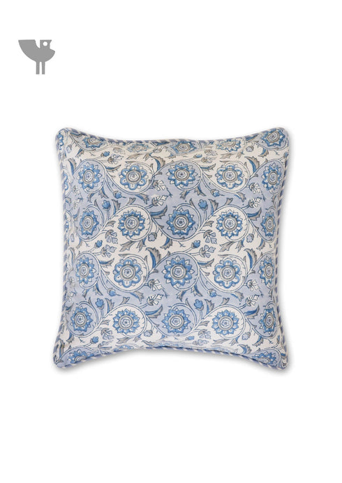 20s Cotton Cushion Cover in Block Print with Piping