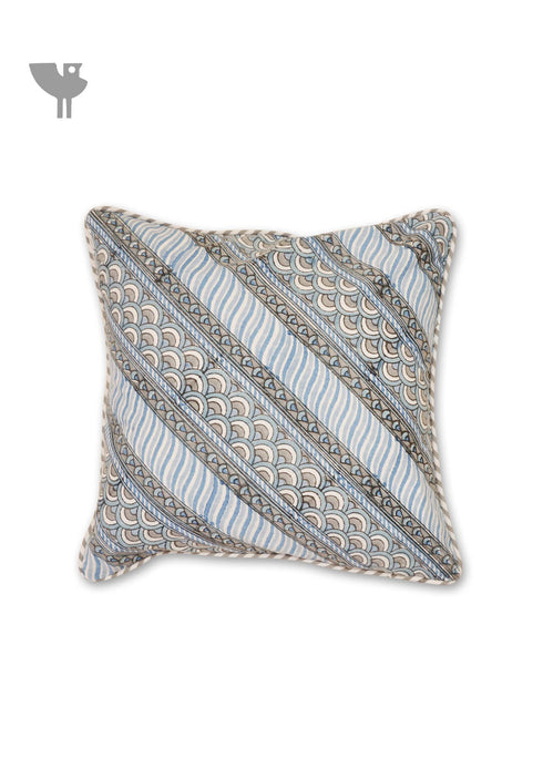 20s Cotton Cushion Cover in Block Print with Piping