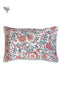 40s Cotton Pillow Cover In Indian Blue and Brick Red Floral Print