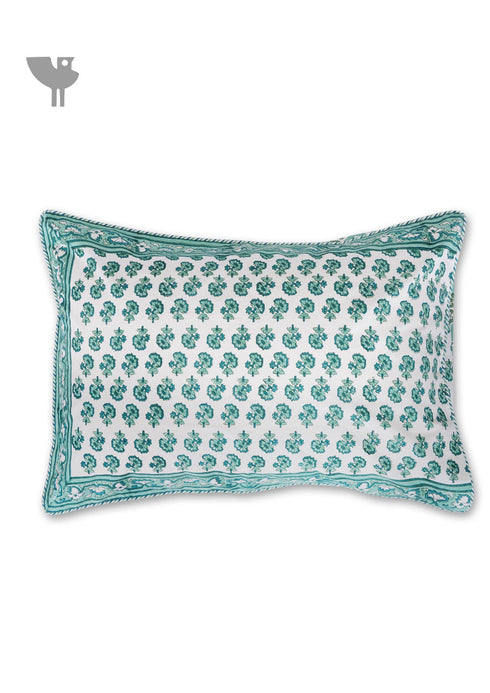 40s Cotton Pillow Cover in Floral Block Print