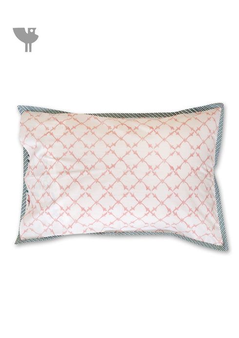 40’s Cotton Pillow Cover In Floral Block Print