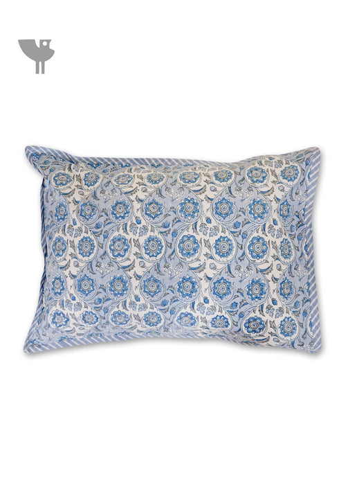 40s Cotton Pillow Cover in Block Print