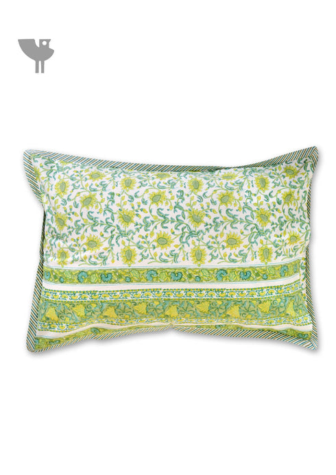40s Cotton Pillow Cover in Floral Block Print